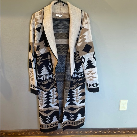 Maurices Black and Beige Christmas Patterned Cardigan Sweater - Picture 2 of 4